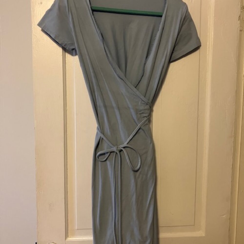 Responsible Wares - blue wrap dress SZ S - 100% organic cotton